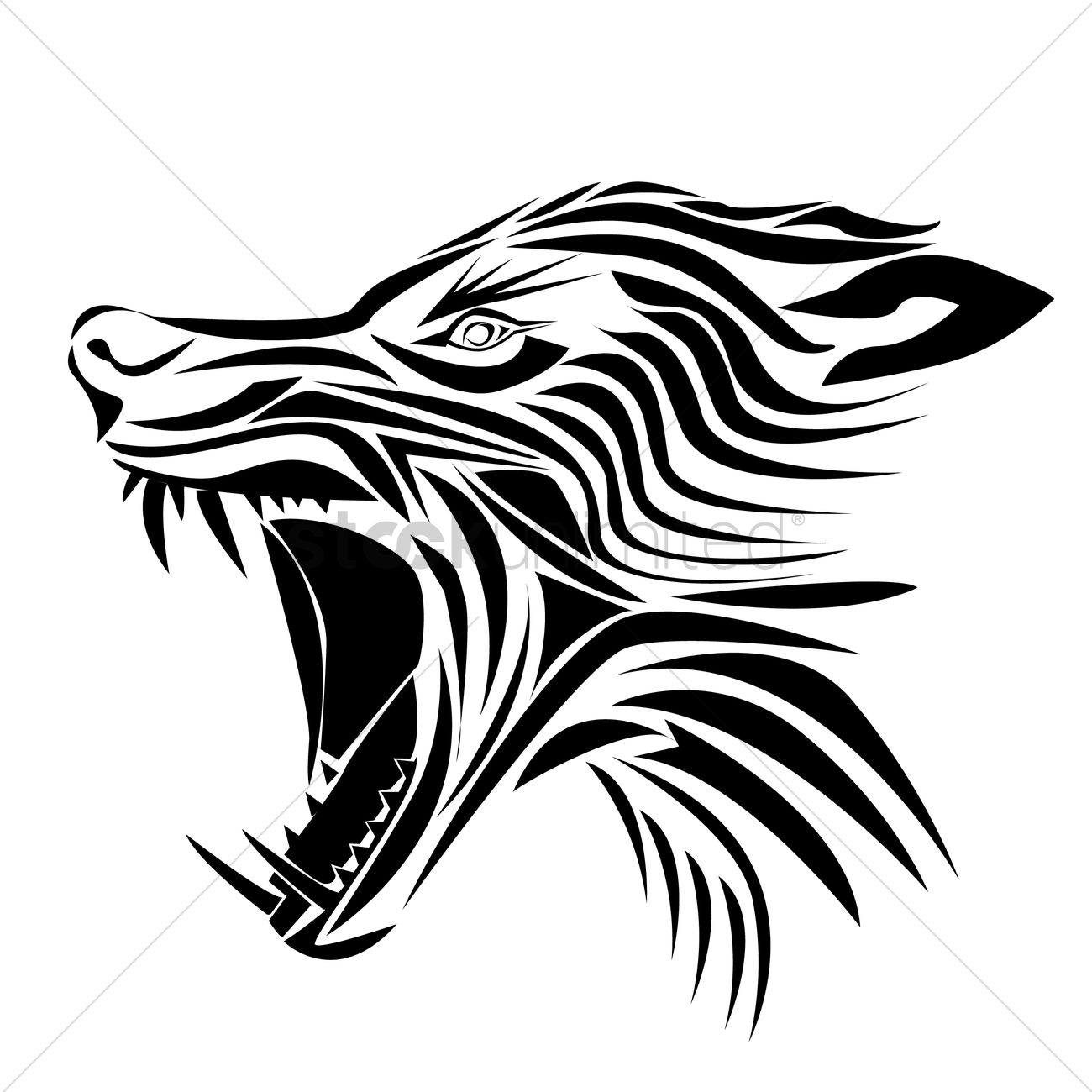 Ferocious Wolf Tattoo Vector Image 1300x1300 Ferocious Wolf Tattoo Vector Image