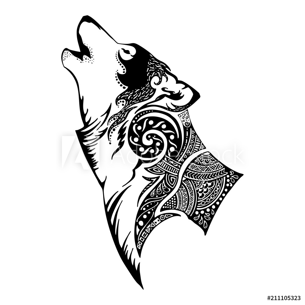 Photo Art Print Wolf Head And Howl Tribal Tattoo Vector 1000x1000 Photo Art Print Wolf Head And Howl Tribal Tattoo Vector