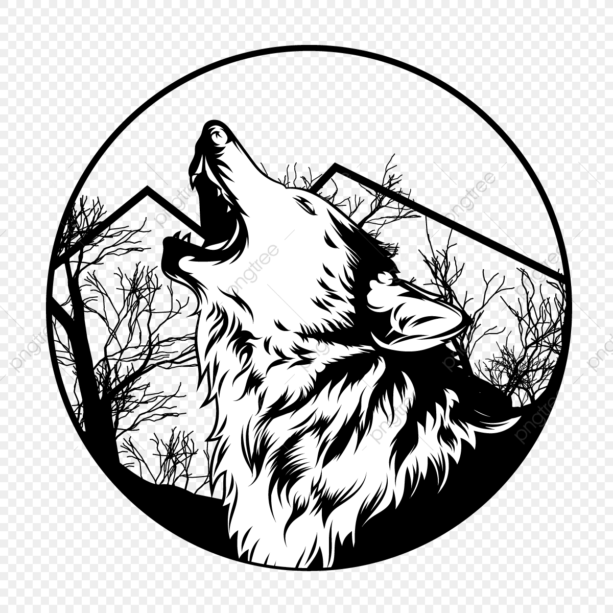 1200x1200 Lone Wolf Vector Illustration, Lone, Wolf, Angry Png And Vector