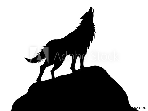 Silhouette Of Howling Wolf Vector Illustration 500x375 Silhouette Of Howling Wolf Vector Illustration