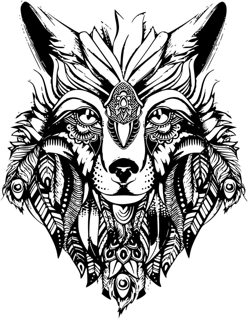 794x1024 Wolf Wolf Vector Wolf Head Wolf Clipart Zentangle Etsy