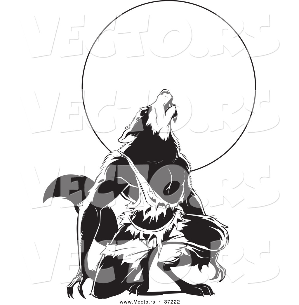 1024x1044 Vector Of A Werewolf Howling Over Full Moon