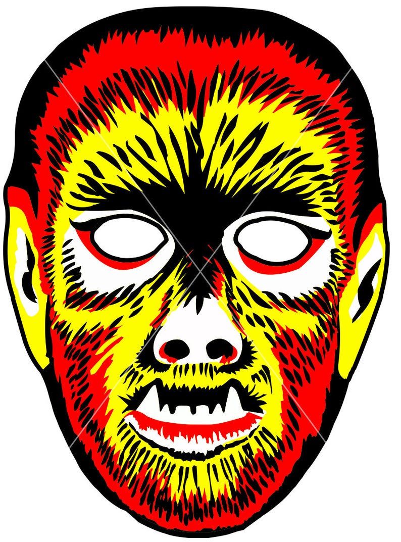 794x1073 Vintage Collegeville Wolfman Mask Vectors Clip Art Etsy