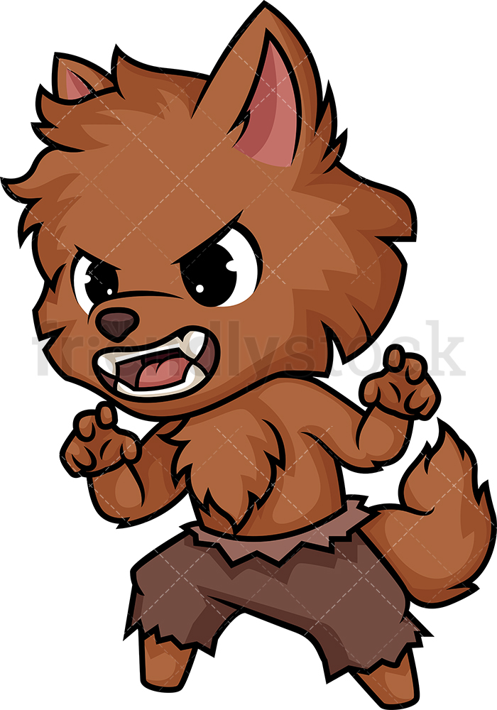 700x1000 Chibi Kawaii Werewolf Clipart Cartoon Vector