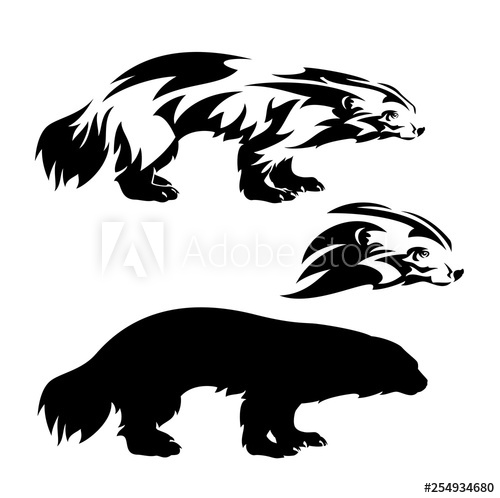 Standing Wolverine Outline And Silhouette And Profile Head Black 500x498 Standing Wolverine Outline And Silhouette And Profile Head Black