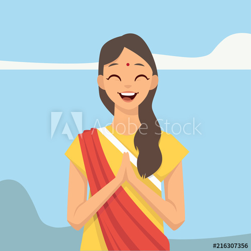 500x500 Indian Woman Cartoon Character Indian Woman In A Beautiful