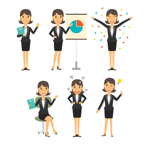 500x500 Vector Business Woman White Collar Work Cartoon Free Download