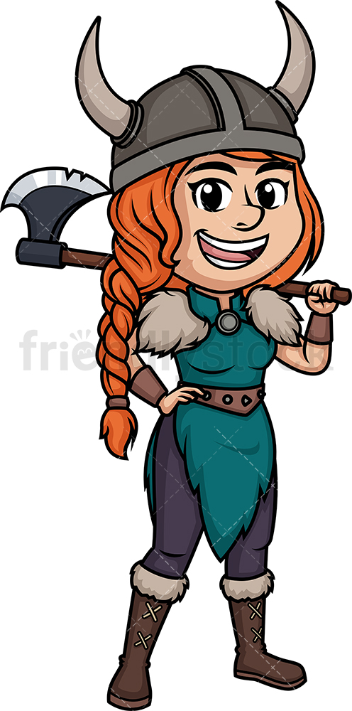 496x1000 Viking Woman Cartoon Vector Clipart