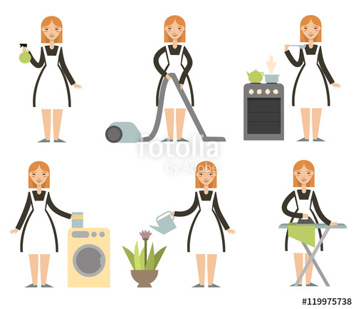 Housewife Set Cleaning Cartoon Lady Cartoon Character 500x433 Housewife Set Cleaning Cartoon Lady Cartoon Character