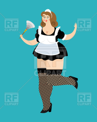 Plump Maid, Cleaning Lady In Stocking And Apron Vector Image 316x400 Plump Maid, Cleaning Lady In Stocking And Apron Vector Image