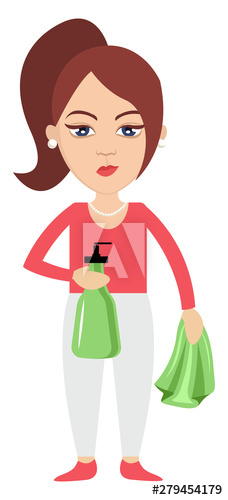Woman Cleaning, Illustration, Vector On White Background 228x500 Woman Cleaning, Illustration, Vector On White Background