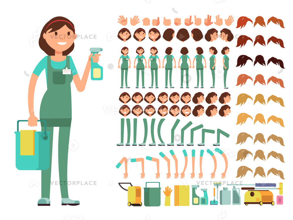 Cleaning Company Employee Woman Cleaner Character Vector 1000x750 Cleaning Company Employee Woman Cleaner Character Vector