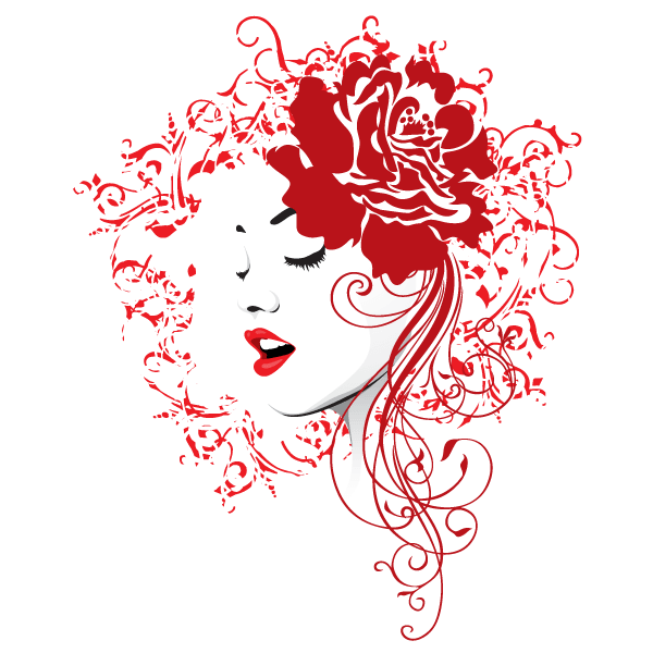 Girl Face With Red Rose And Floral Hair Vector Image Free 600x600 Girl Face With Red Rose And Floral Hair Vector Image Free