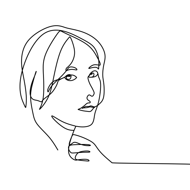 One Line Drawing Of Girl Face Vector Illustration, Decorative 640x640 One Line Drawing Of Girl Face Vector Illustration, Decorative