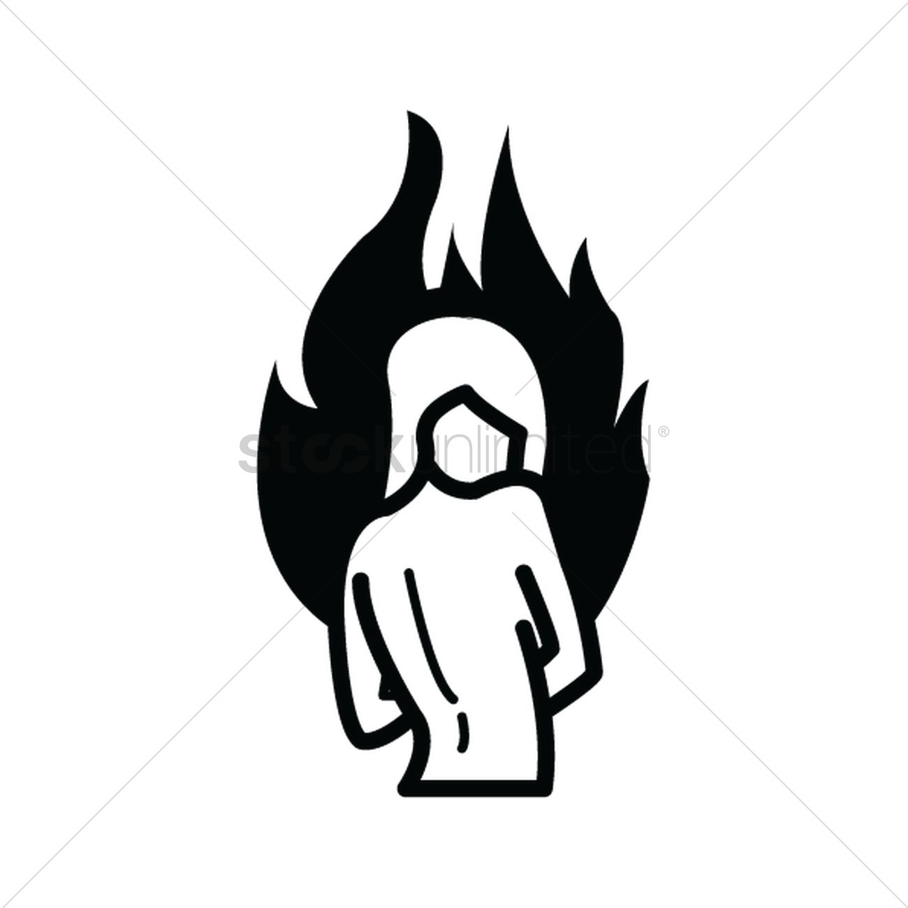 1300x1300 Sexy Woman Figure On Fire Silhouette Vector Image