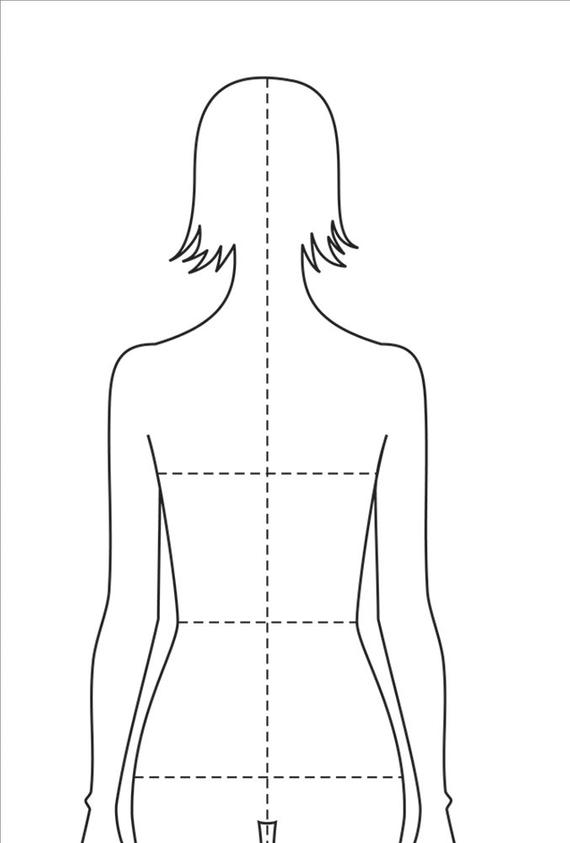 570x843 Female Figure Vector Sketch,fashion Croquis,woman Silhouette,adobe