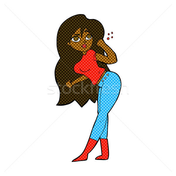 600x600 Comic Cartoon Woman Raising Fist Vector Illustration