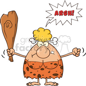 300x300 Angry Cave Woman Cartoon Mascot Character Holding Up A Fist