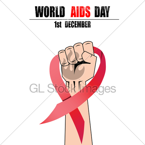 500x500 Fight Hand Fist Against Stop Violence Woman, Red Ribbon, Gl