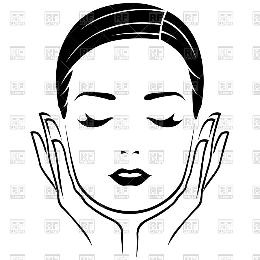 900x900 Head Of Woman With Closed Eyes And With Careful Hands Vector Image