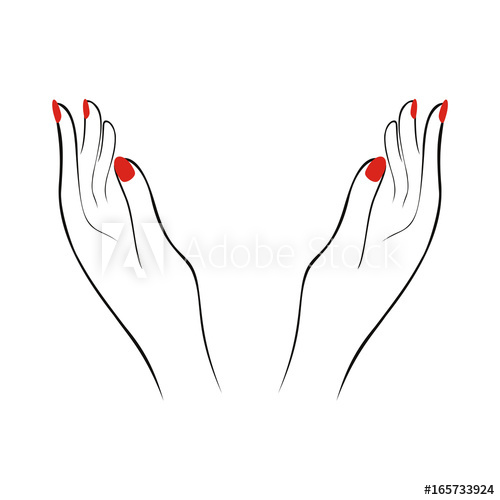 500x500 Stretched Hand Of Woman With Red Manicure Open Palm Hand Gesture