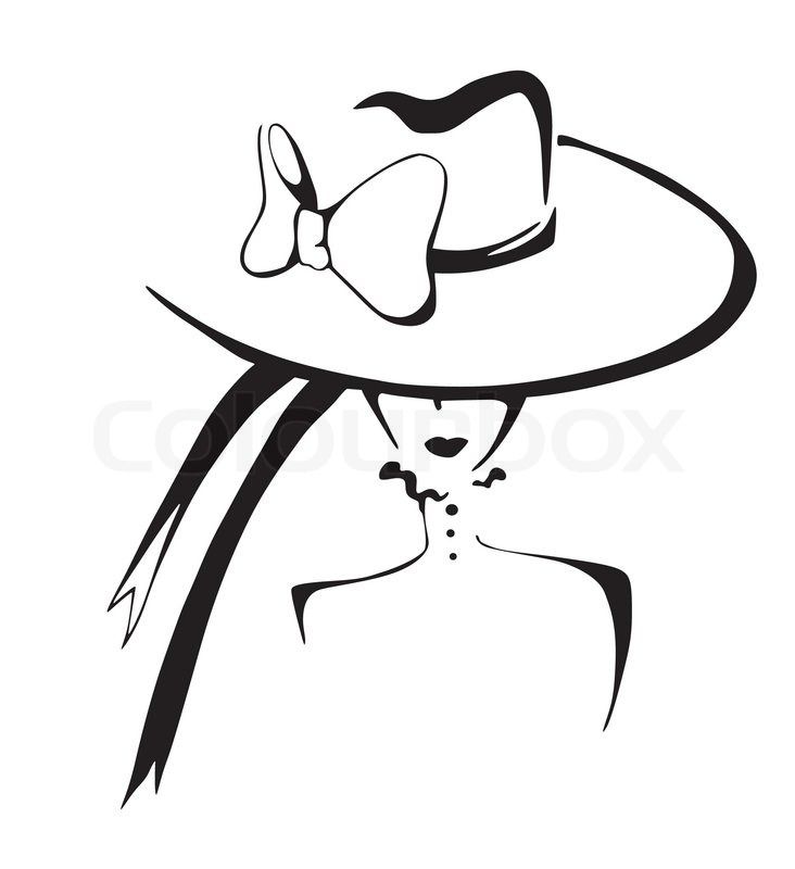 732x800 Sketch Of Elegant Woman In Hat Vector Colourbox On Colourbox