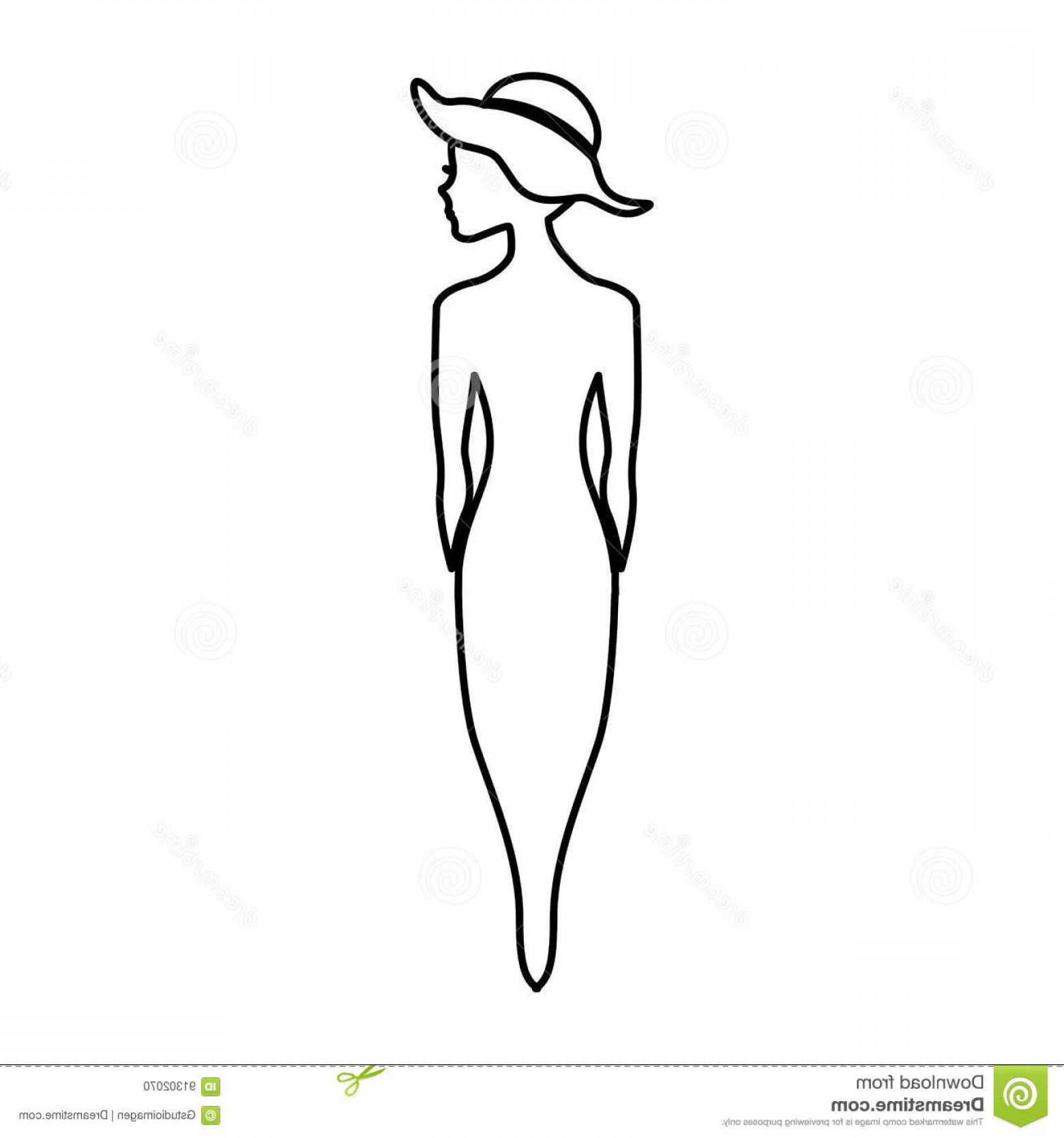 1560x1668 Stock Illustration Woman Silhouette Elegant Hat Vector