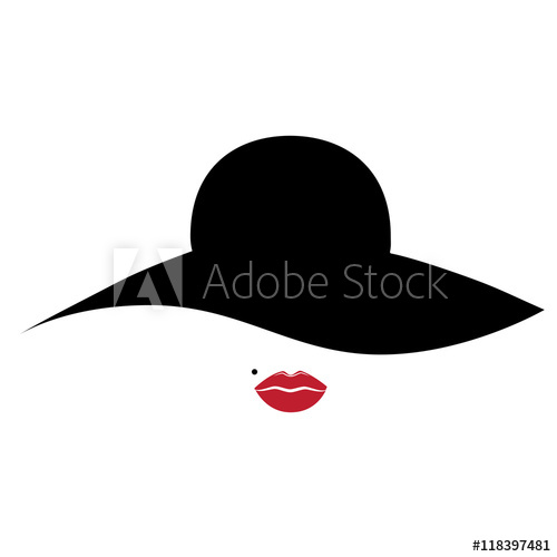 500x500 Woman, Lady Vector Icon With Hat And Lips