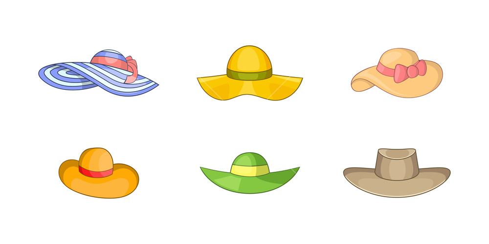 1000x500 Woman Hat Icon Set Cartoon Set Of Woman Hat Vector Icons For Your