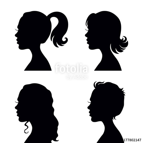 499x500 Set Of Four Vector Woman Head With Different Hairstyles