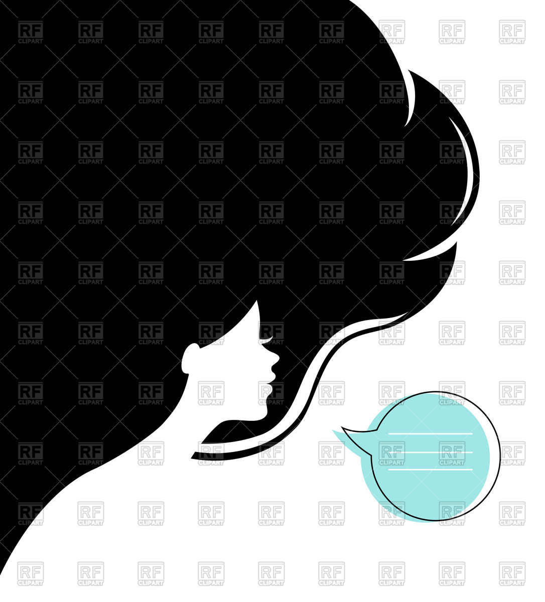 1086x1200 Woman's Head Silhouette And Speech Bubble Vector Image Of People