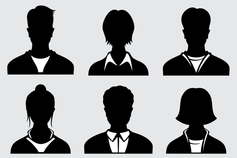 800x533 Woman And Man Head Silhouettes, Anonymous Person Vector Icons