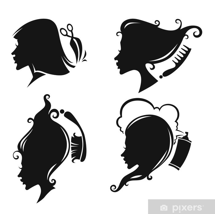 700x698 Vector Collection Of Women Head Silhouettes And Hairdresser Equi