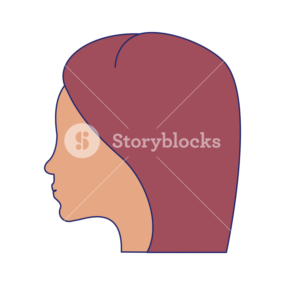1000x1000 Woman Head Silhouette Cartoon Vector Illustration Graphic Design