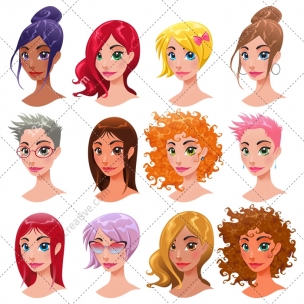 304x304 Female Head Vector Pack