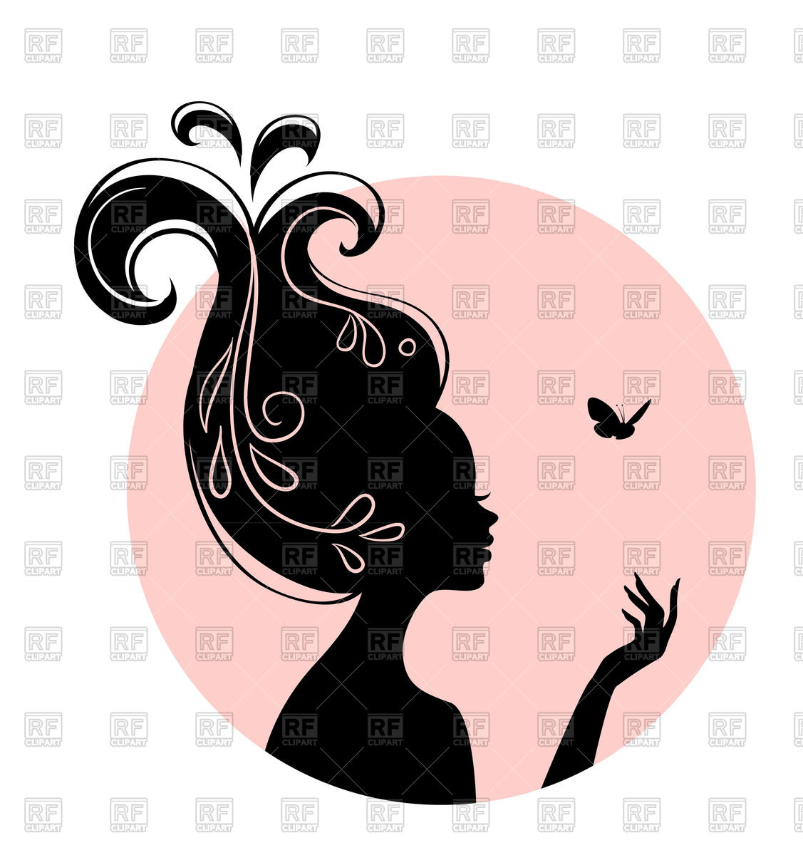 1127x1200 Silhouette Of Beautiful Woman With Butterfly Vector Image