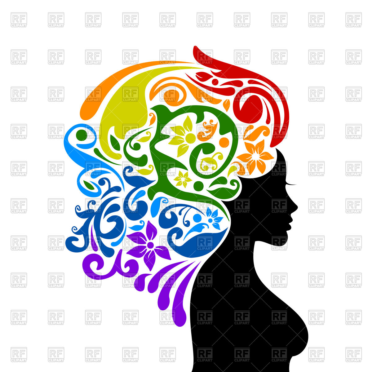 1200x1200 Woman With Rainbow On Head Vector Image Of People