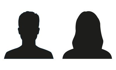 400x240 Man And Woman Silhouette People Avatar Profile Or Icon Vector