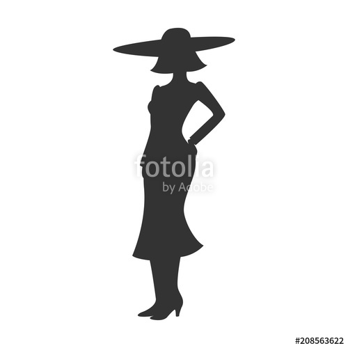 500x500 Silhouette Of Woman In Hat, Skirt And Heels Lady Icon Vector