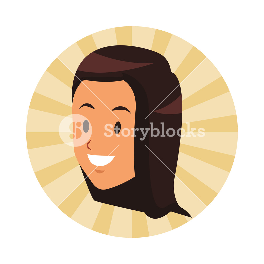1000x1000 Woman Brunette Smiling Only Face Only Face Round Icon Vector