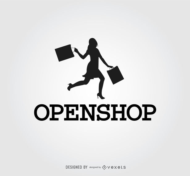 Happy Woman Silhouette Shopping Logo 615x570 Happy Woman Silhouette Shopping Logo