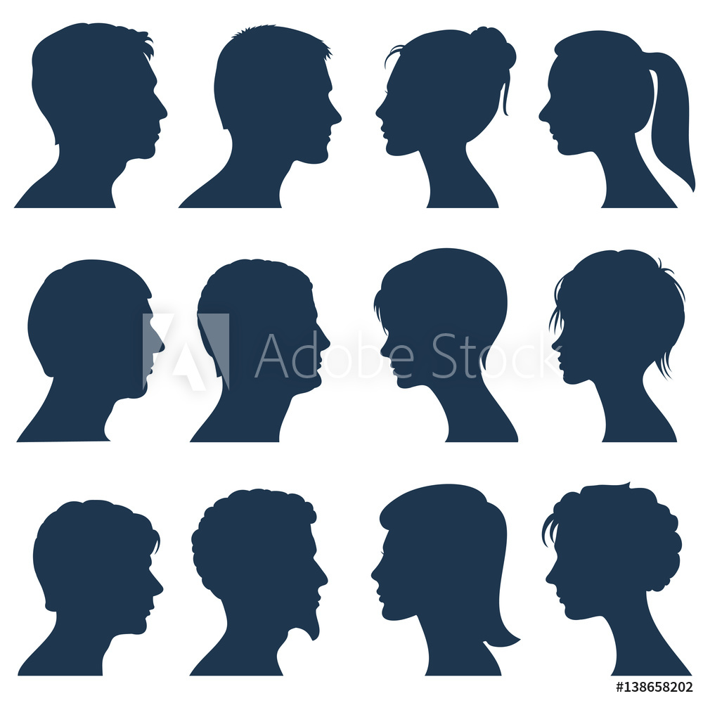 1000x1000 Fotografie, Obraz Man And Woman Face Profile Vector Silhouettes