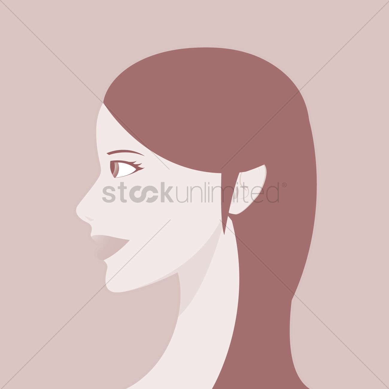 1300x1300 Free Long Haired Woman Side Profile Vector Image