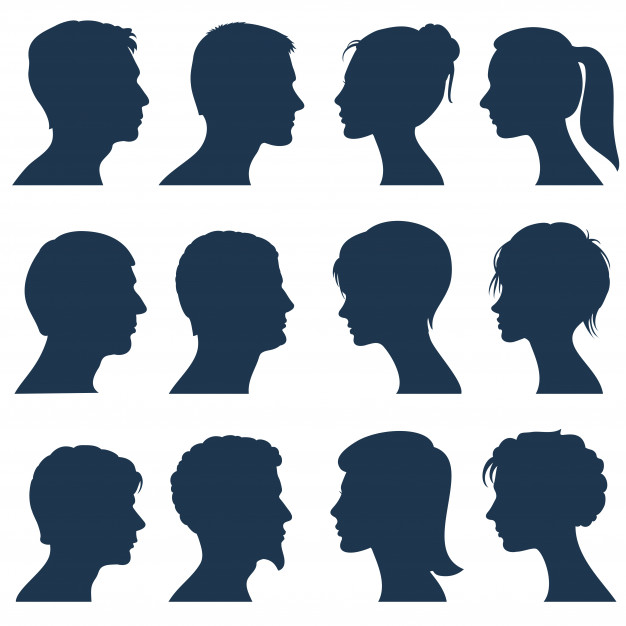 626x626 Man And Woman Face Profile Vector Silhouettes Vector Premium