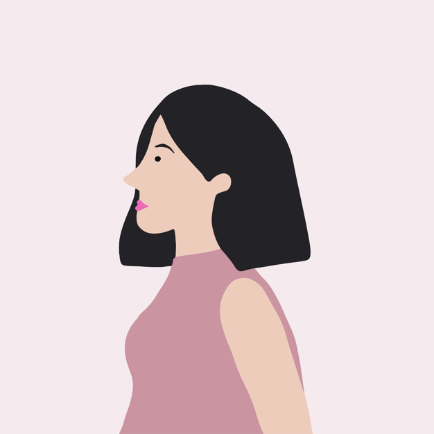 626x626 Strong Asian Woman In Profile Vector Vector Free Download