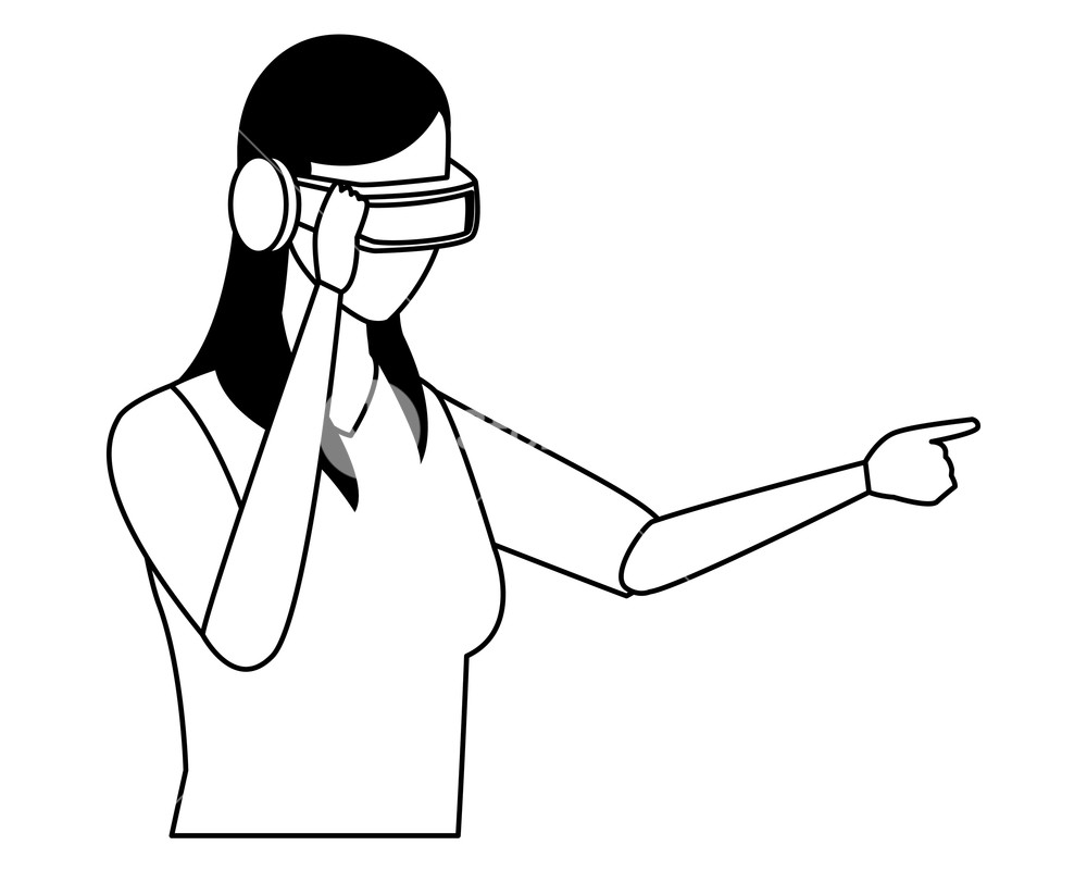 1000x800 Woman Playing Virtual Reality Glasses Profile Vector Illustration