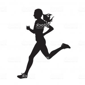 300x300 Young Running Woman Isolated Vector Silhouette Run Side View Gm