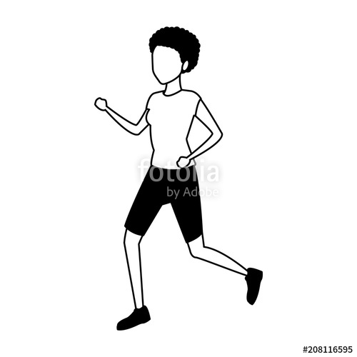 500x500 Fitness Woman Running Vector Illustration Graphic Design Stock