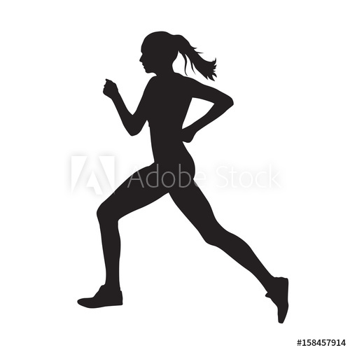 Running Woman Side View Vector Silhouette 500x500 Running Woman Side View Vector Silhouette