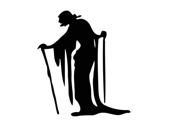 570x428 Old Man Halloween Old Woman Silhouette Vector Png Dxf Etsy